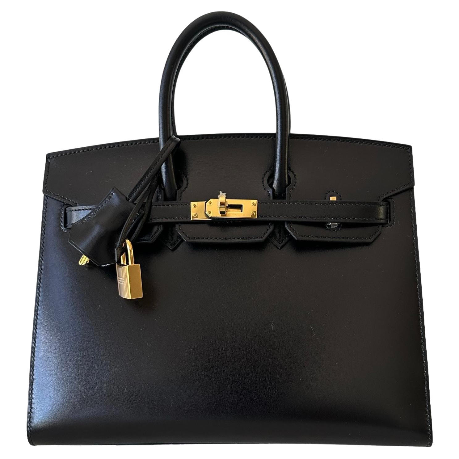 Hermes  Birkin 25cm Bag Sellier Black Rare Box Leather New For Sale