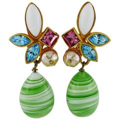 Christian Lacroix Vintage Jewelled Dangling Earrings 3