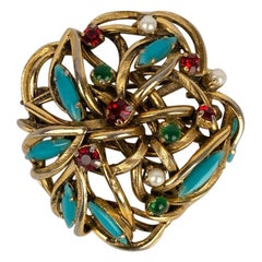 Dior Broche en métal doré et strass, 1962