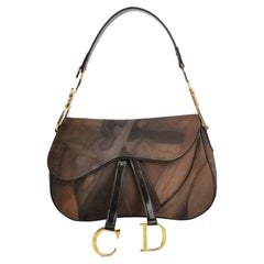 Dior Vintage Double Saddle Printed Nylon Shoulder Bag