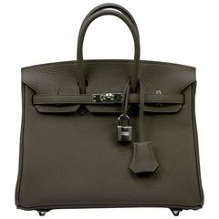 Hermes Birkin 25 Togo Leather Etain Color PHW 2017