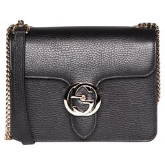 Gucci Dollar Calfskin Interlocking GG Small Black Shoulder Bag (510304)