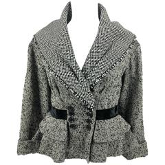 Louis Vuitton Black and White Tweed Jacket With Dramatic Collar - 21st Century