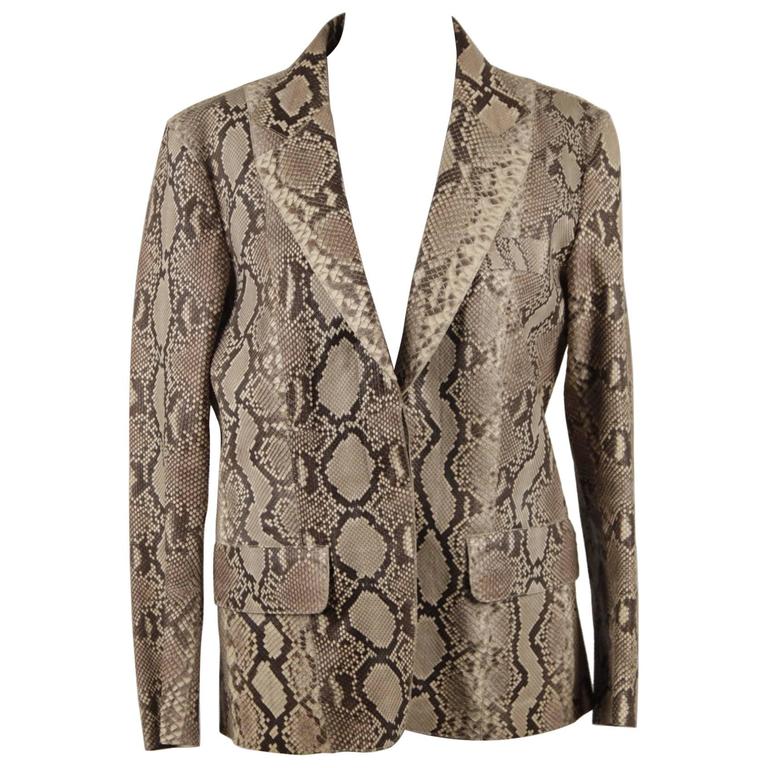 GUCCI TOM FORD Era Beige PYTHON Leather BLAZER Jacket SIZE 40 For Sale ...