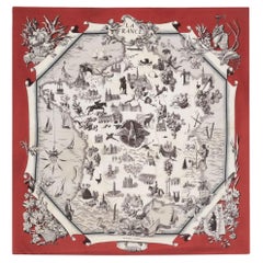 1959 Rare Hermes La France by F de La Perriere Silk Scarf