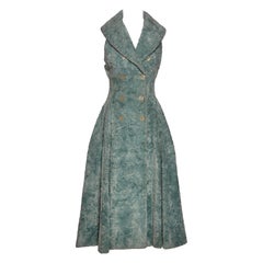 Azzedine Alaia Ärmelloses ärmelloses Mantelkleid mit Schalrevers in Seafoam-Grün, H/W 1992
