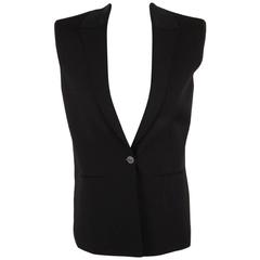 CHANEL Black SLEEVELESS JACKET Vest WAISTCOAT Size 38 For Sale at