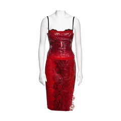 Dolce & Gabbana Red Python and Lace Corset and Skirt Set, SS 2005