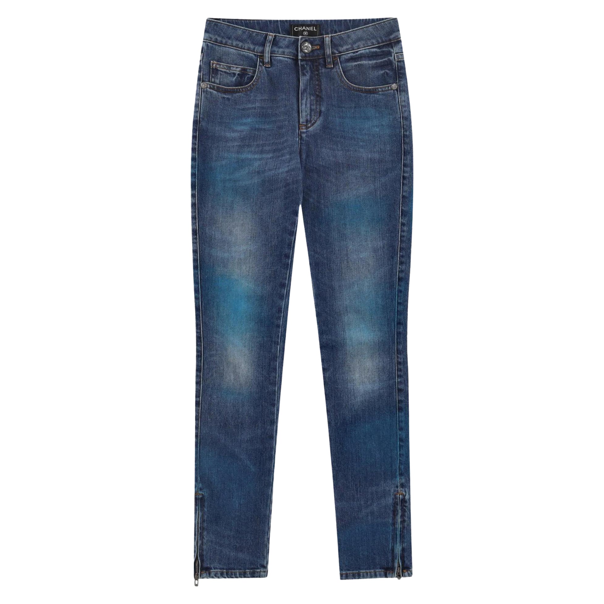 Chanel Cuba Collection Painted Cotton Jeans For Sale