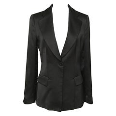 Giorgio Armani Black Blazer Jacket Coat Button Long Sleeve Silk Clothing Sz 40
