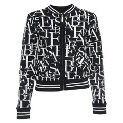 Elisabetta Franchi Black/White Patterned Knit Bomber Jacket S