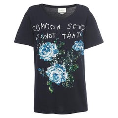 Gucci Black Sequined Embroidered Cotton T-Shirt S