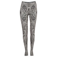 Norma Kamali Black Print Stretch Knit Footie Leggings M