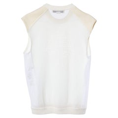 Stella McCartney Cremefarbener gemusterter ärmelloser Strickpullover M