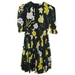 Dolce & Gabbana Black Floral Printed Silk Chiffon Dress (9-10 Yrs)