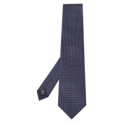 Ermenegildo Zegna Navy Blue Patterned Silk Tie