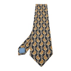 Celine Vintage Marineblaue traditionelle Krawatte aus Seide mit Kettendruck