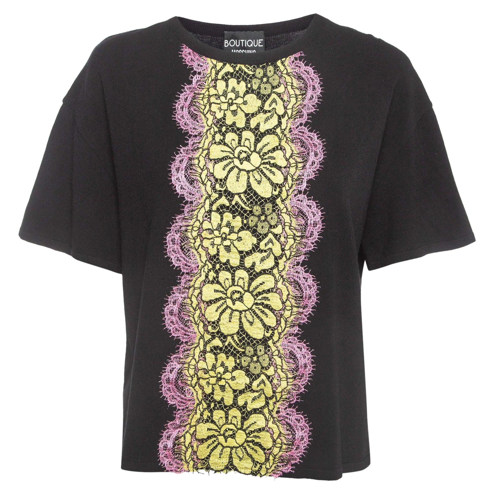 Boutique Moschino Negro Punto Encaje Detalles Top L
