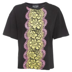 Boutique Moschino Black Knit Lace Trim Detail Top L
