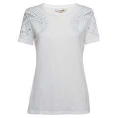 Roberto Cavalli Camiseta de punto blanca con cristales M