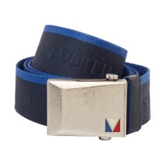 Louis Vuitton Navy Blue Canvas and Leather Buckle Belt 100CM