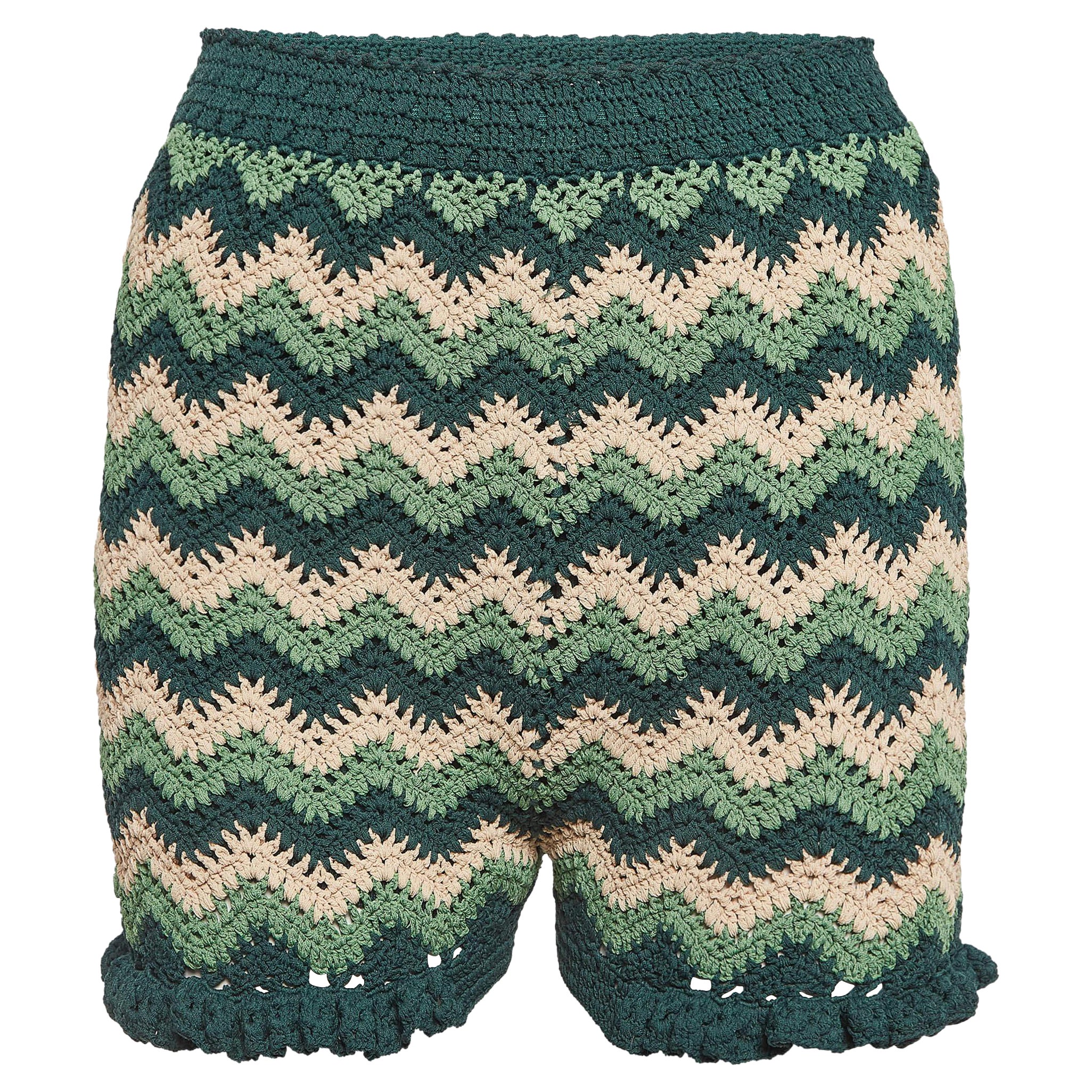 Sandro Short en tricot à motifs de chevrons verts S en vente