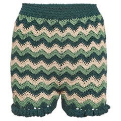 Sandro Green Chevron Patterned Knit Shorts S