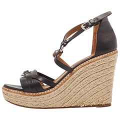 Ralph Lauren Leder Keil Plateau Espadrille Knöchelriemen-Sandalen mit Knöchelriemen Größe 39,5