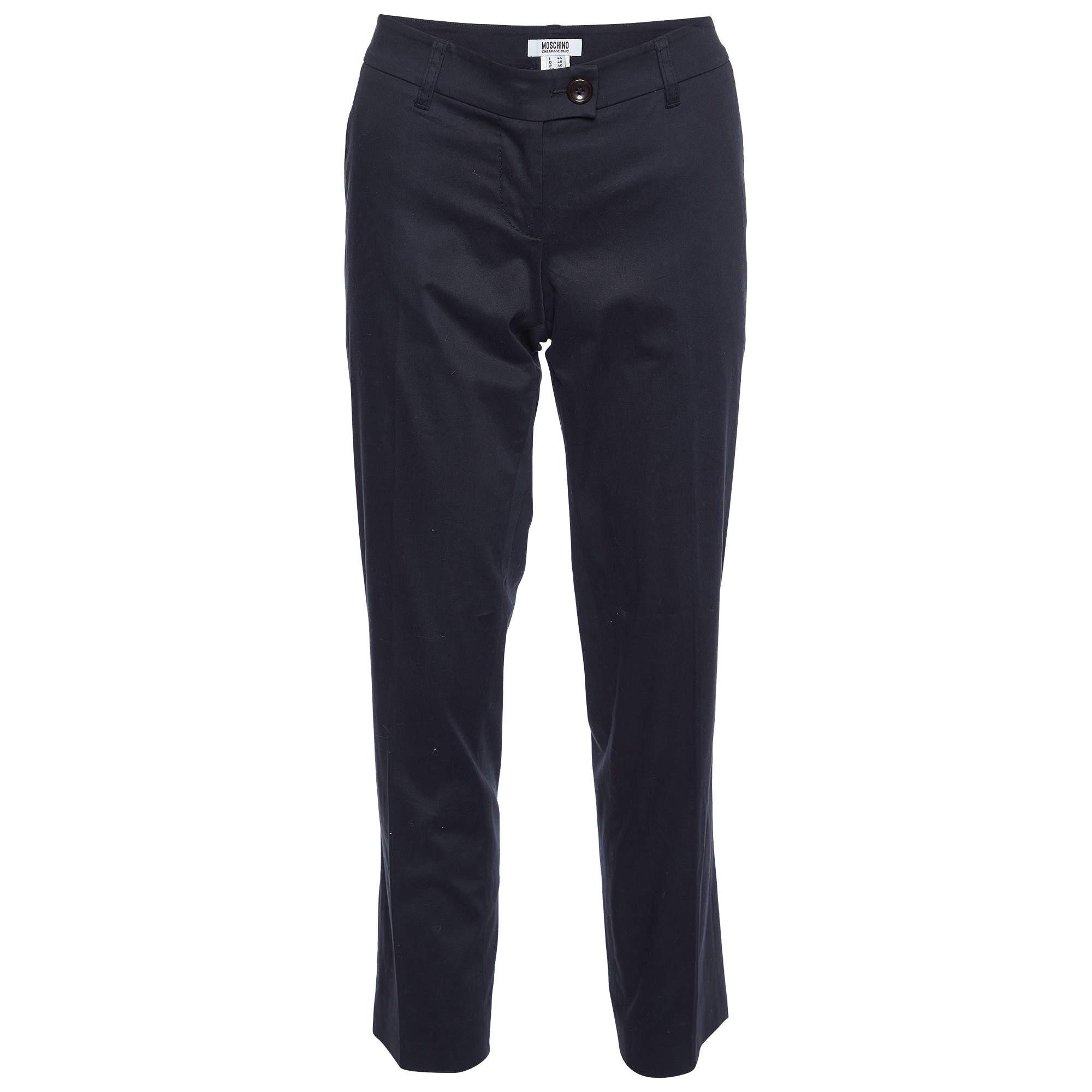 Moschino Cheap and Chic Pantaloni sartoriali in cotone nero M.