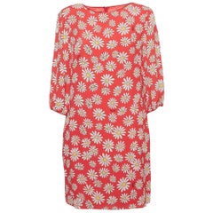 Boutique Moschino Mini Vestido Georgette Estampado Margarita Rosa M