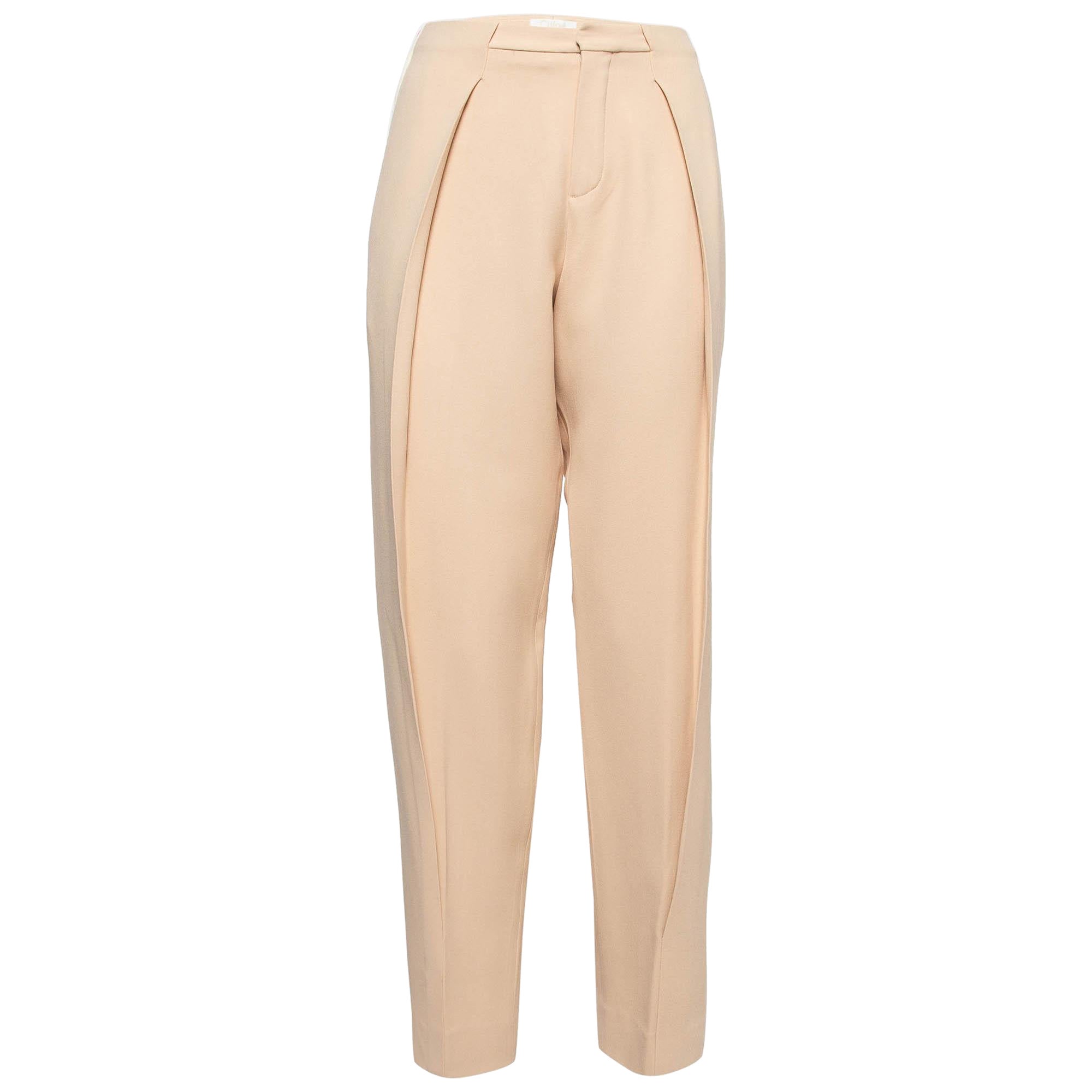Chloe Light Beige Crepe Trousers M For Sale