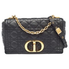 Dior Black Cannage Leather Medium Caro Shoulder Bag