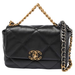 Chanel Black Quilted Leather Small 19 Flap Bag