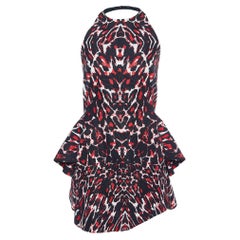 McQ by Alexander McQueen Mini Vestido Negro de Algodón Estampado con Cuello Halter S