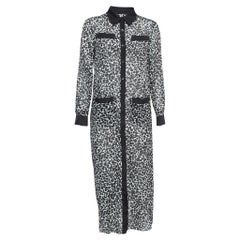 Boutique Moschino Vestido midi con botones delanteros en mezcla de seda estampada en blanco y negro S