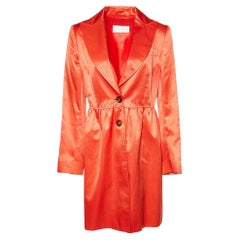 Valentino Orange Cotton & Silk Satin Button Front Coat L