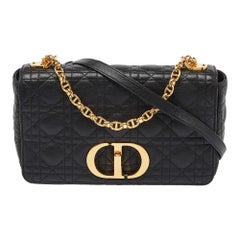 Dior Black Cannage Leather Medium Caro Shoulder Bag