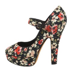 Dolce Gabbana Multicolor Floral Printed Fabric Mary Jane Platform Pumps Size 40