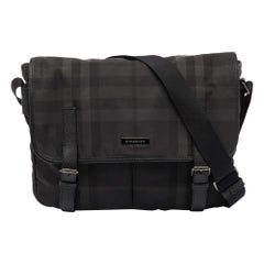 Burberry Grey/Black Smoke Check Nylon and Leather Messenger Bag