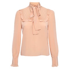 RED Valentino Pink Tulle Trim Chiffon Blouse M