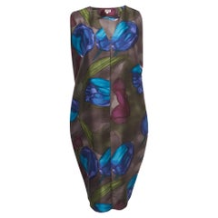Kenzo Multicolor Tulip Print Silk Midi Dress M