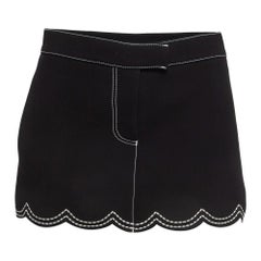 RED Valentino Black Crepe Scallop Skirt Effect Shorts M
