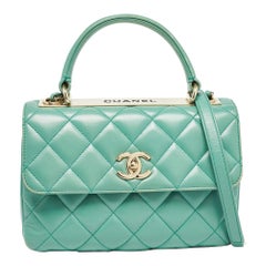 Chanel Aqua Green Quilted Leather Small Trendy CC Flap Bag