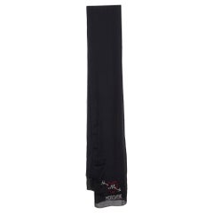 Moschino Black Logo Detail Silk Chiffon Stole