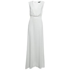Elisabetta Franchi White Crepe Back Open Maxi Dress M