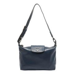Longchamp Marineblaue Le Pliage Xtra Umhängetasche aus Leder Le Pliage