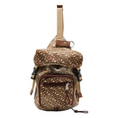 Burberry Brown TB Monogram Nylon and Mesh Leo Sling Bag