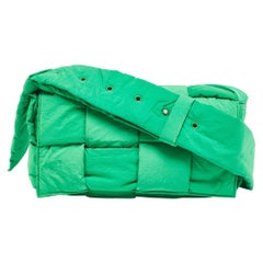 Bottega Veneta Green Intrecciato Fabric Padded Cassette Shoulder Bag