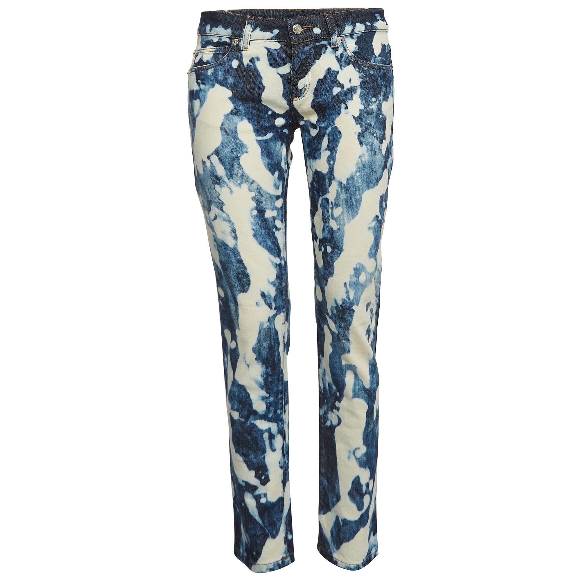 Alexander McQueen Blue Bleached Effect Denim Jeans S Waist 26" For Sale