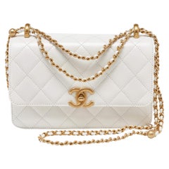 Chanel White Quilted Leather Small Flap Shoulder Bag